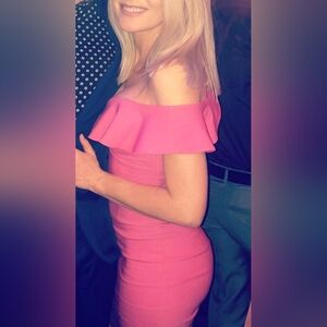 Elegant Pink Off-Shoulder Dress